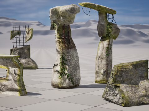 Broken Concrete Pillars - Damaged 3D Asset Pack Set of 10 PBR Textures 3D मॉडल