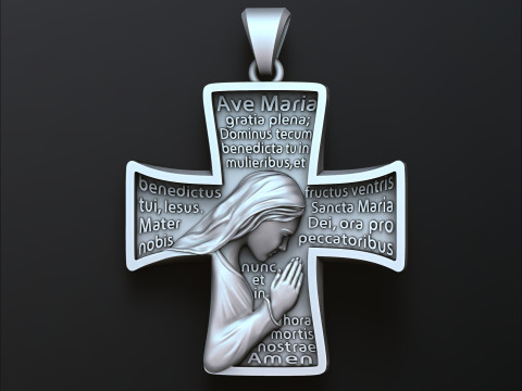 Pendant With Praying Holy Mary 3D print model 3Dプリントモデル