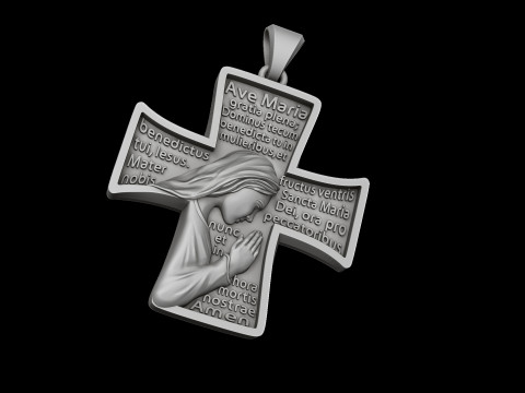 Pendant With Praying Holy Mary 3D print model Model Cetak 3D