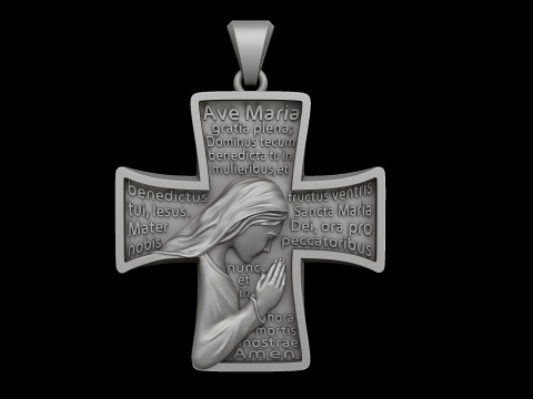 Pendant With Praying Holy Mary 3D print model Model Cetak 3D