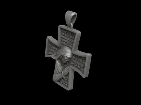Pendant With Praying Holy Mary 3D print model Model Cetak 3D