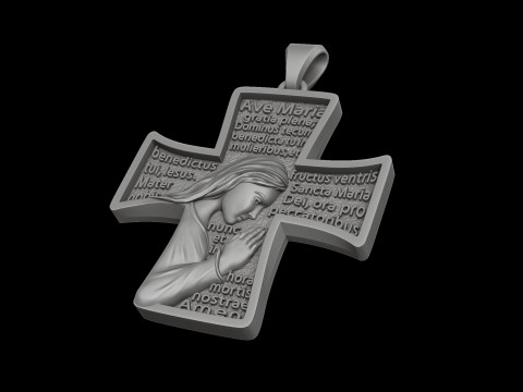 Pendant With Praying Holy Mary 3D print model Model Cetak 3D