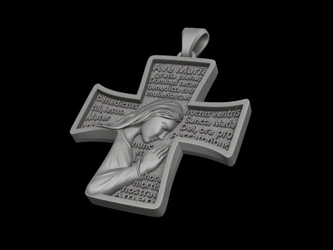 Pendant With Praying Holy Mary 3D print model 3D Print Model