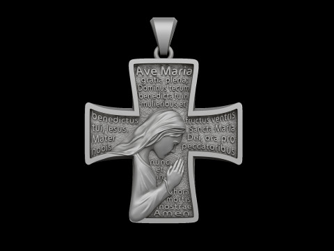 Pendant With Praying Holy Mary 3D print model Model Cetak 3D
