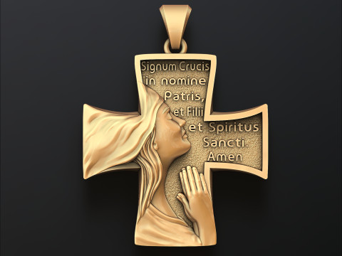 Pendant Holy Mary Praying 3D print model 3Dプリントモデル