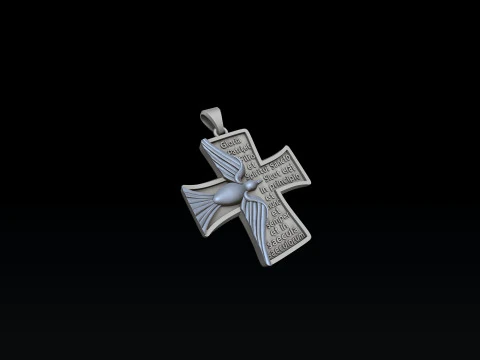 Cross Pendant With Pigeon and Prayer 3D print model 3D Print Model