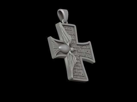 Cross Pendant With Pigeon and Prayer 3D print model 3Dプリントモデル
