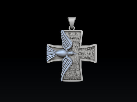 Cross Pendant With Pigeon and Prayer 3D print model 3Dプリントモデル