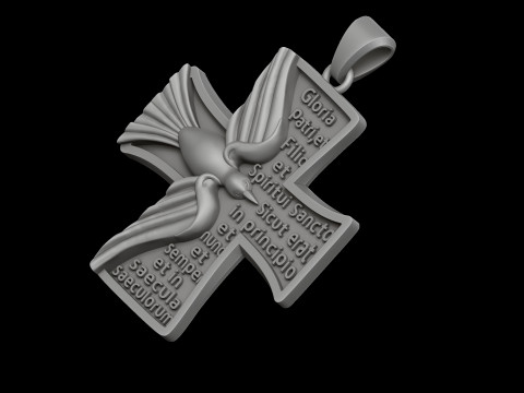 Cross Pendant With Pigeon and Prayer 3D print model 3Dプリントモデル