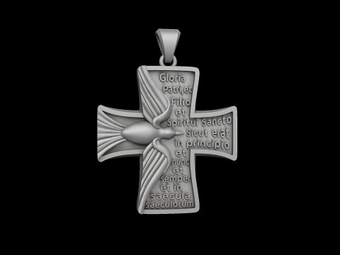Cross Pendant With Pigeon and Prayer 3D print model 3Dプリントモデル