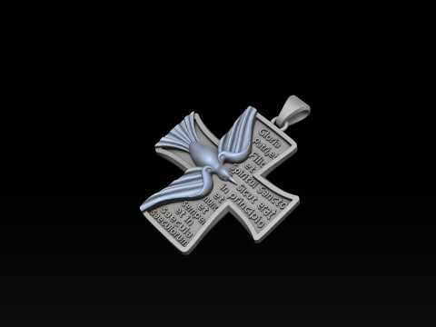 Cross Pendant With Pigeon and Prayer 3D print model 3Dプリントモデル