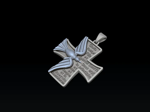 Cross Pendant With Pigeon and Prayer 3D print model 3D Print Model
