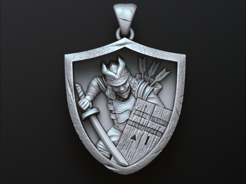 Samurai Pendant 3D print model 3Dプリントモデル