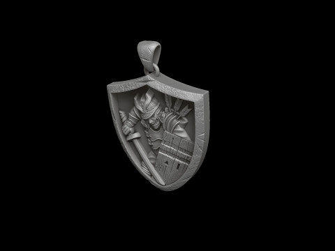 Samurai Pendant 3D print model 3Dプリントモデル
