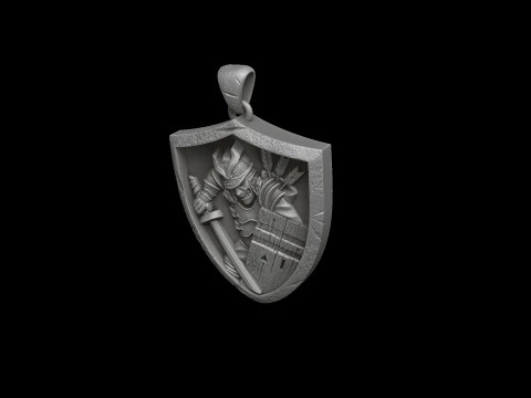 Modelo de impress&atilde;o 3D do pingente Samurai Modelo de Impressão 3D