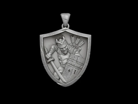 Modelo de impress&atilde;o 3D do pingente Samurai Modelo de Impressão 3D