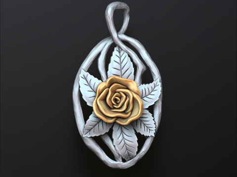 Rose Pendant 3D print model 3Dプリントモデル