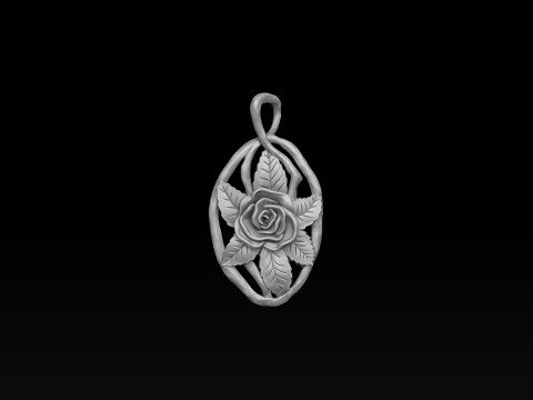 Rose Pendant 3D print model 3Dプリントモデル