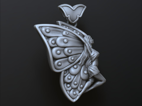 Girl Butterfly Pendant 3D print model 3Dプリントモデル