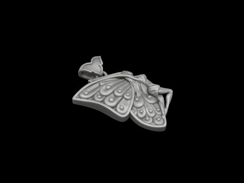 Girl Butterfly Pendant 3D print model Modelo de Impressão 3D
