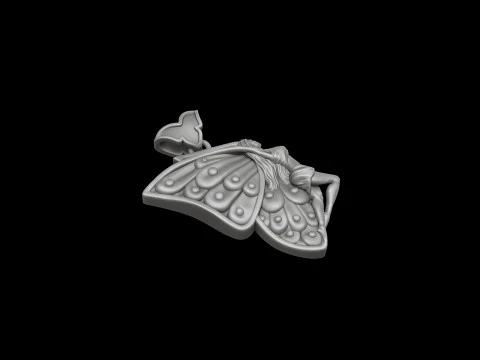 Girl Butterfly Pendant 3D print model 3D Print Model
