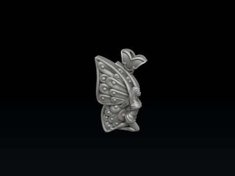Girl Butterfly Pendant 3D print model 3D Print Model