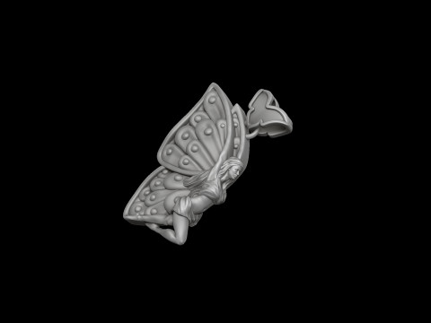Girl Butterfly Pendant 3D print model Modelo de Impressão 3D