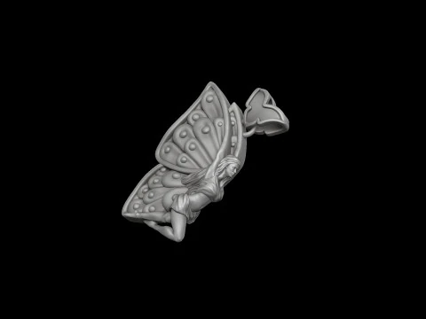 Girl Butterfly Pendant 3D print model 3D Print Model