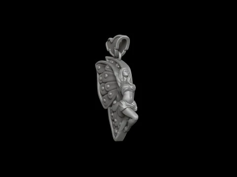 Girl Butterfly Pendant 3D print model 3D Print Model