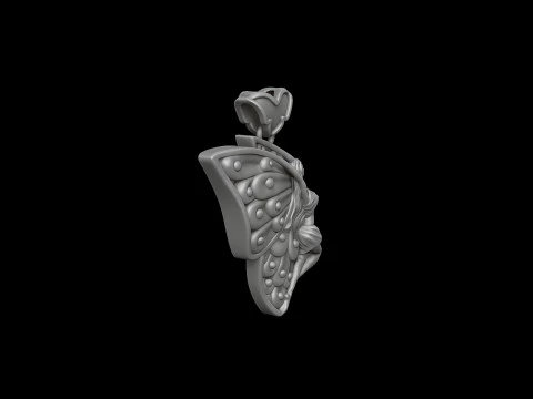 Girl Butterfly Pendant 3D print model 3D Print Model