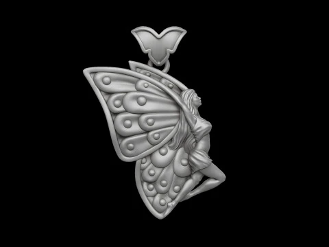 Girl Butterfly Pendant 3D print model 3D Print Model
