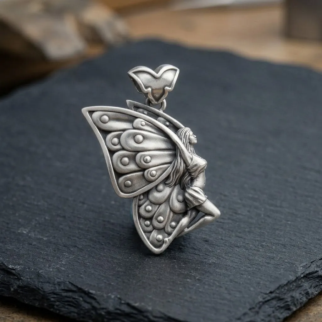 Girl Butterfly Pendant 3D print model 3D Print Model .c4d .max .obj .3ds .fbx .stl .blend 