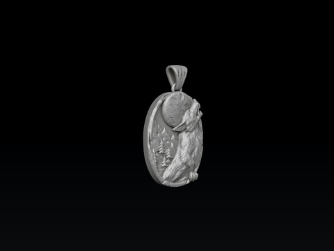 Howling Wolf Pendant 3D print model 3Dプリントモデル