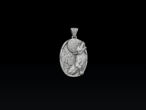 Howling Wolf Pendant 3D print model 3D Print Model
