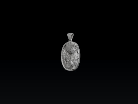Howling Wolf Pendant 3D print model 3Dプリントモデル