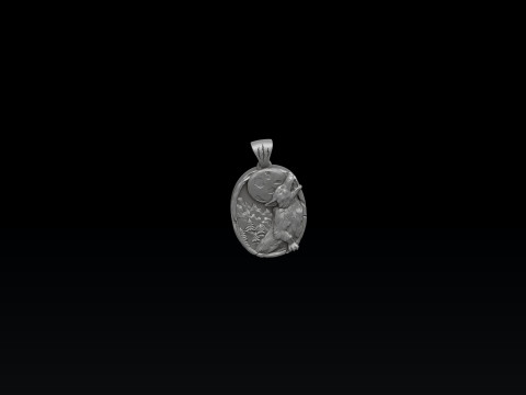 Howling Wolf Pendant 3D print model 3Dプリントモデル