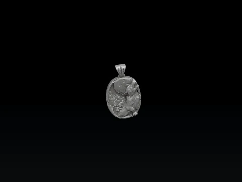 Howling Wolf Pendant 3D print model 3D Print Model
