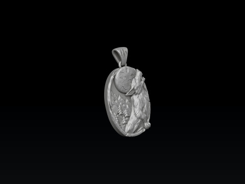 Howling Wolf Pendant 3D print model 3Dプリントモデル