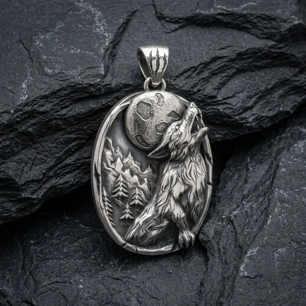 Howling Wolf Pendant 3D print model 3D Print Model .c4d .max .obj .3ds .fbx .stl .blend