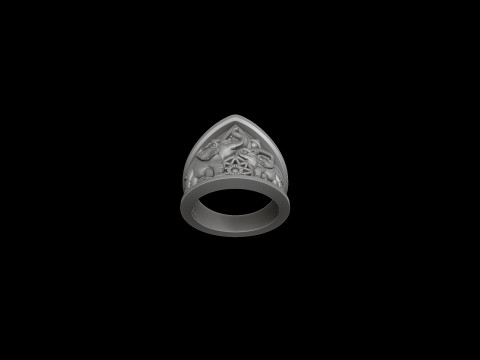 Elephant Mandala Ring 3D print model 3D-Druckmodell