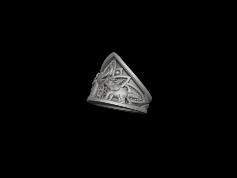 Elephant Mandala Ring 3D print model 3D-Druckmodell
