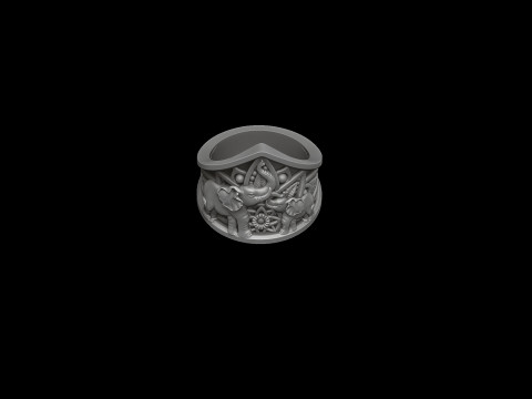 Elephant Mandala Ring 3D print model 3D-Druckmodell