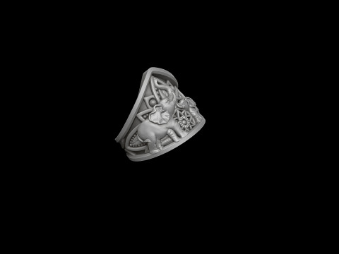 Elephant Mandala Ring 3D print model 3D-Druckmodell