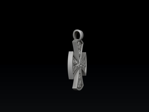Cross Skull Rose pendant 3D print model 3Dプリントモデル