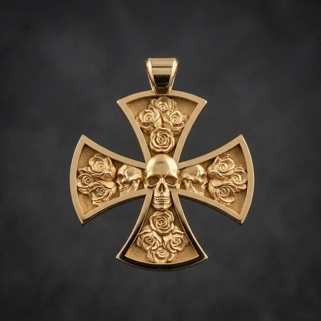 Cross Skull Rose pendant 3D print model 3D Print Model .c4d .max .obj .3ds .fbx .stl .blend 
