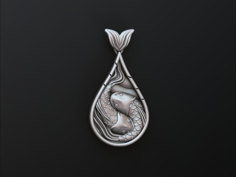Fish Pendant 3D print model 3Dプリントモデル