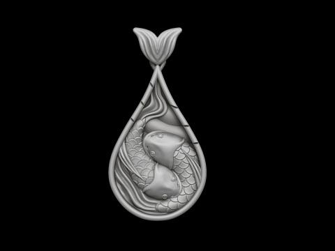 Fish Pendant 3D print model 3Dプリントモデル