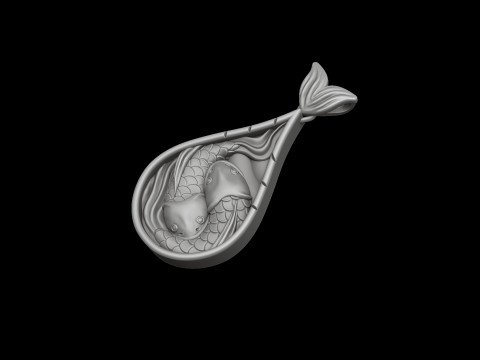 Fish Pendant 3D print model 3Dプリントモデル