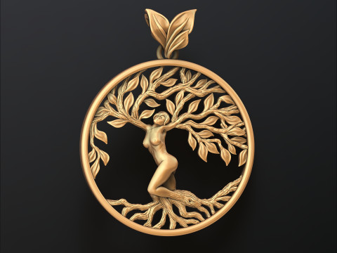 Girl Tree Of Life Pendant 3D print model 3Dプリントモデル
