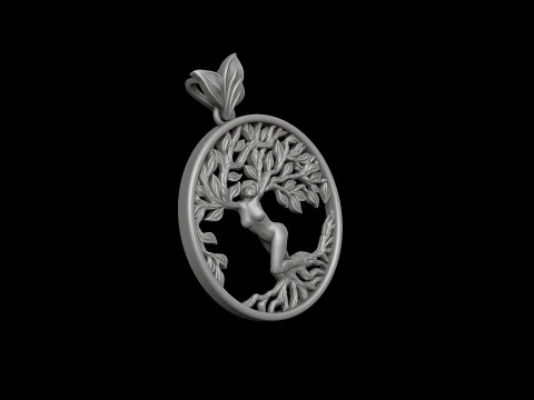 Wisiorek z drzewem życia dziewczynki Model do druku 3D Model do druku 3D